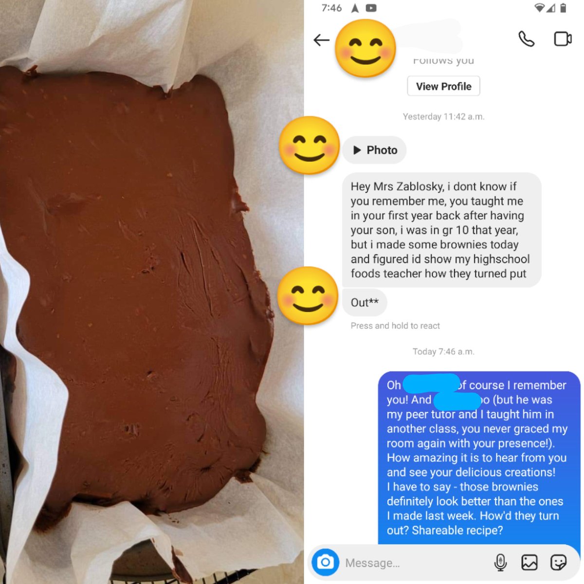 beezeetldsb's tweet photo. These types of messages will never get old and will never stop brightening my day. I am constantly reminded of the privilege I have as an educator to make a lifelong impact..even if it is just to encourage students to bake fearlessly! #tldsb #iewss #tldsblearns #lifelonglearning https://t.co/vRiqz5hyst