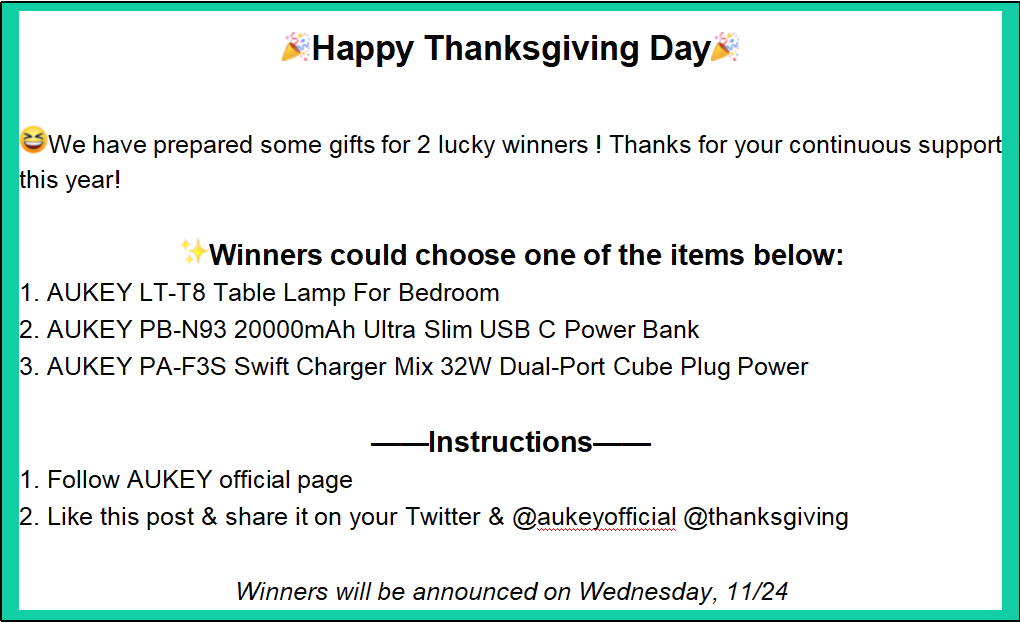 #GIVEAWAY🎉 Happy Thanksgiving Giveaway!
-
😆We have prepared some gifts for 2 lucky winners! Thanks for your continuous support this year!