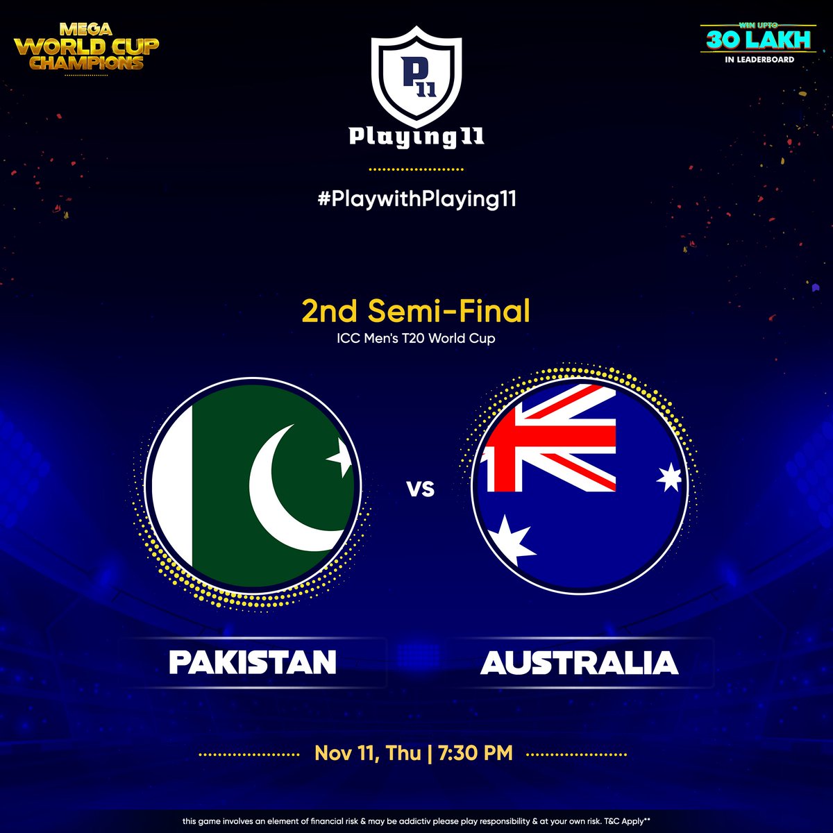 playing11app's tweet photo. The 2nd semi-final of the ongoing @T20WorldCup and the unbeaten @TheRealPCB will take on a confident @CricketAus team. Who will end up winning and go on to face the @BLACKCAPS at Dubai?? Pick your playing11 to win amazing prizes. #pakvsaus #t20worldcup #Playwithplay11 https://t.co/MMBBnmaXfk
