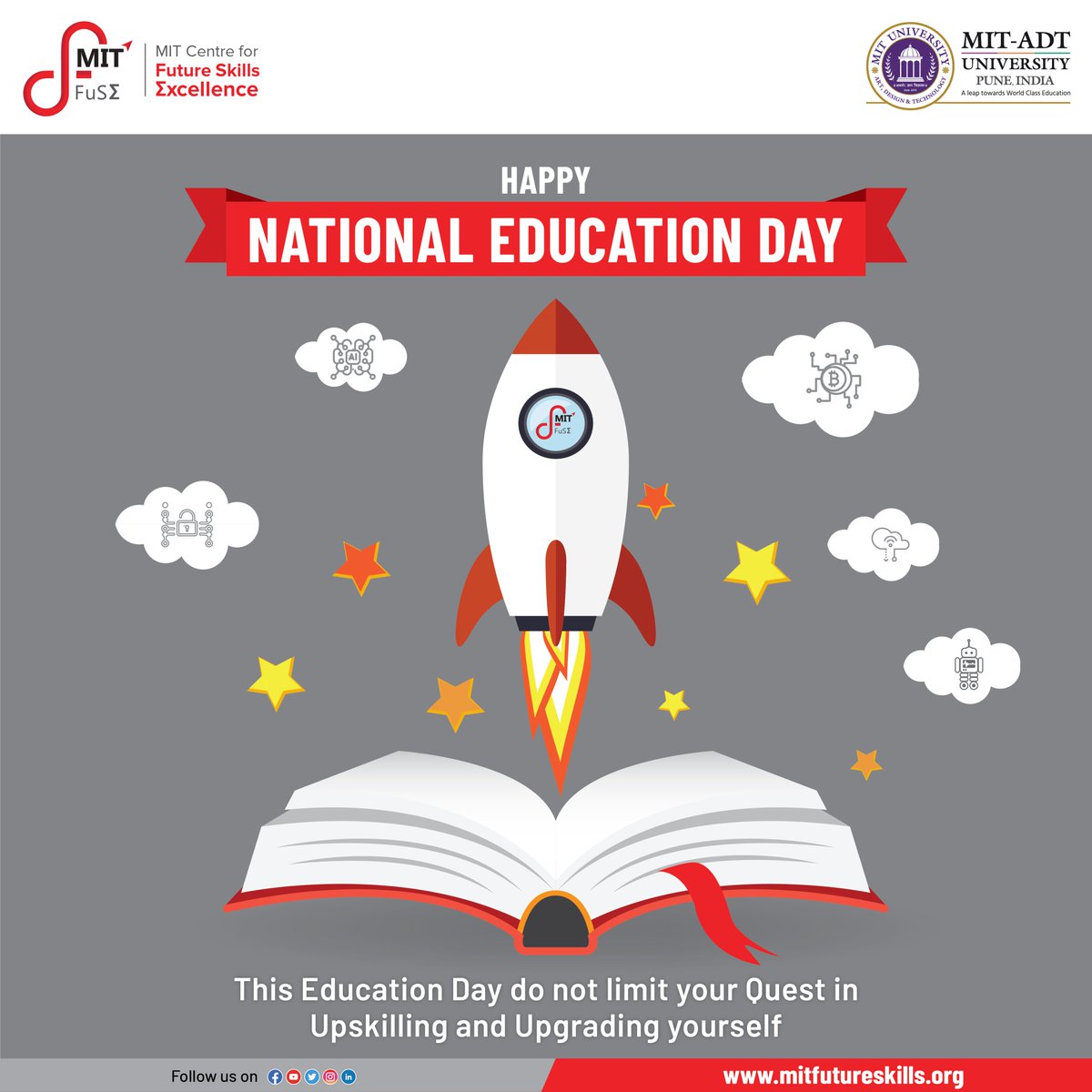 MIT Centre for Future Skills Excellence wishes you a Happy National Education Day! 

#nationaleducationday #education #technology #digital #future #BeFutureReady #BoostYourCareer #innovation #digitallearning #MITADT #MITFutureSkills #MITFuSE