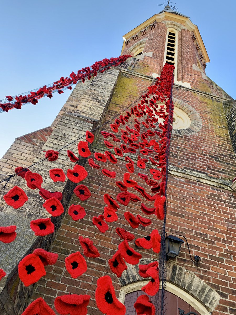 kellydaynard's tweet photo. An incredible display of knitted and crocheted poppies at St. John Anglican church in Elora, marking the poppy’s 100th anniversary of becoming a symbol of what November 11 stands for. We will remember. https://t.co/V8Sn4e6spz