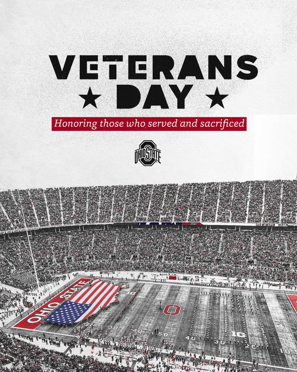 OhioStateFB's tweet photo. Thankful for the brave men and women who have served. #VeteransDay 🇺🇸 https://t.co/SaUGvOUvb4