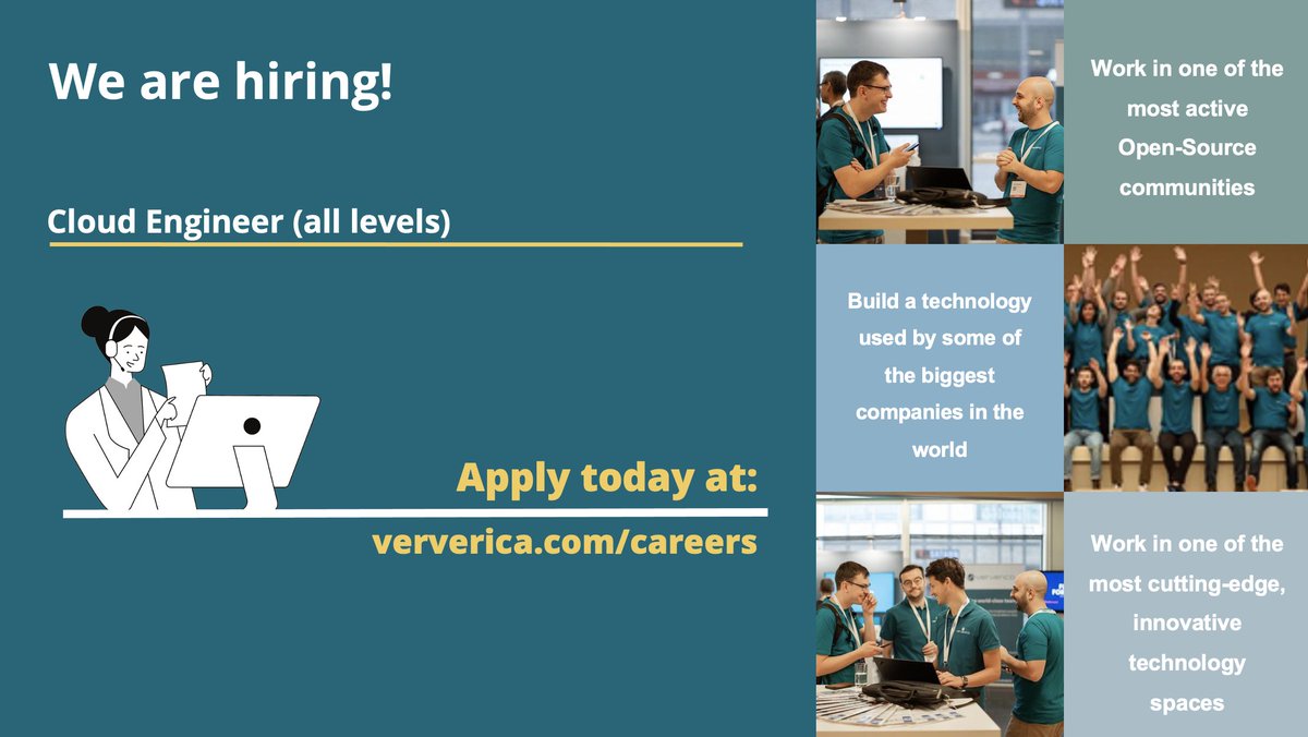 VervericaData's tweet image. 👀 We are looking for talented #CloudEngineers to join the Ververica team!

Do you have experience in: 
☁️ #cloudcomputing and cloud providers
⚙️ #Kubernetes operations
👥 open-source software and communities

Check the job description and apply below! 
bit.ly/3qisXLA