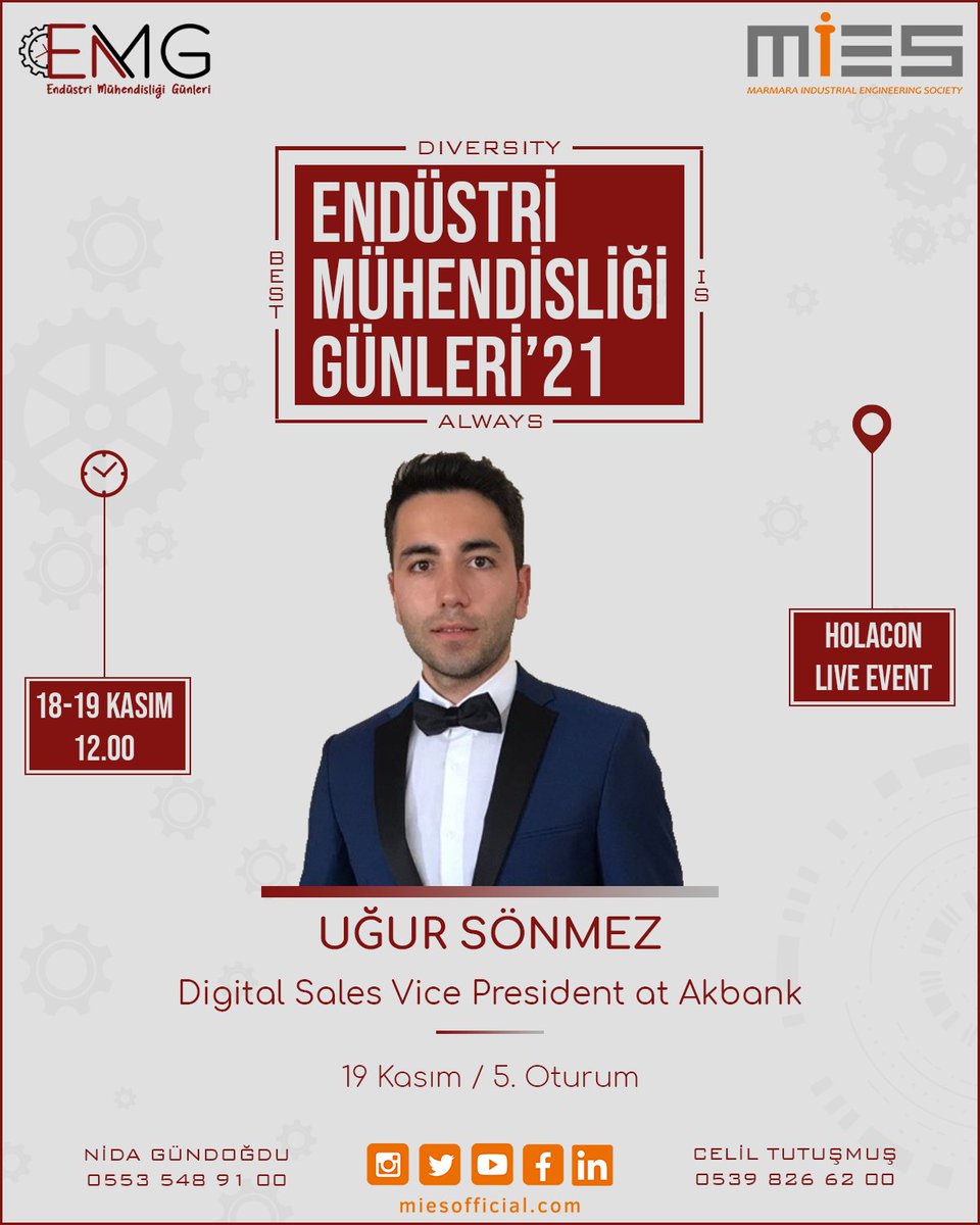 emgmies's tweet photo. Bu yıl EMG’21 de 19 Kasım’da, Akbank Dijital Satış Başkan Yardımcısı Uğur Sönmez'i ağırlıyoruz! 

Son Kayıt Tarihi: 17 Kasım 🚨 

Hemen Ücretsiz Kaydol! Link Bio’da! 👆 

📆 18-19 Kasım 2021
⏱ 12.00
📍 Holacon Live Event https://t.co/N3eVyvLxic