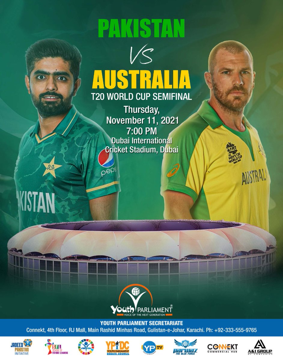 YouthPPakistan's tweet photo. Pakistan and Australia are set to cross swords in the second semi-final of the T20 World Cup 2021
Best of Luck Team Green!
#YP | #YouthParliament | #VoiceofNextGeneration | #FlyOnTop | #TeamGreen | #PAKvAUS | #SemiFinals | #WeHaveWeWill | #T20WorldCup | #Australia | #Pakistan https://t.co/cHOzAPvnmv