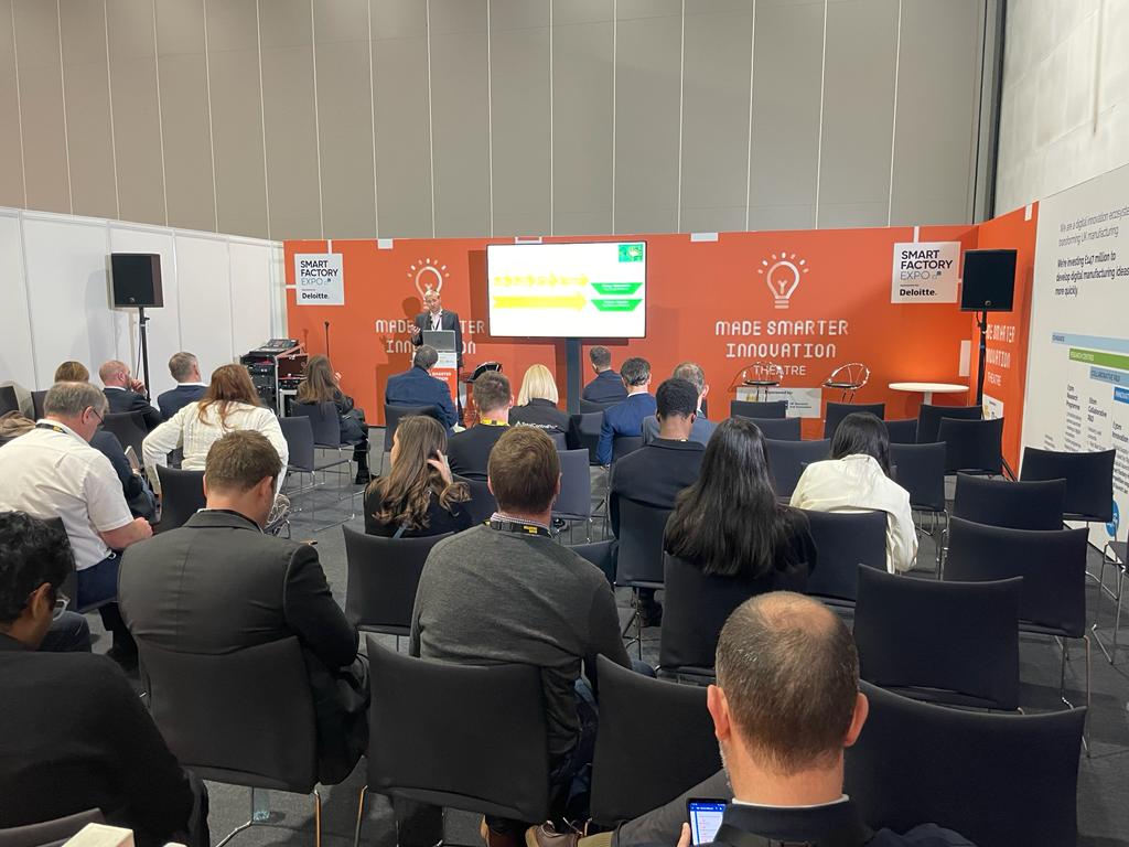 SeismicCap's tweet photo. It's been a busy morning here at #SmartFactoryExpo! 
Some excellent stands showcasing the very best of British manufacturing..

#DigiMfgWk #digimfgshow #UKmfg #robotics #industrialmachinery #UKmanufacturing  #digitaltech #mfg #innovation #automation #technology #investinbritain https://t.co/dMEvxVbjBP