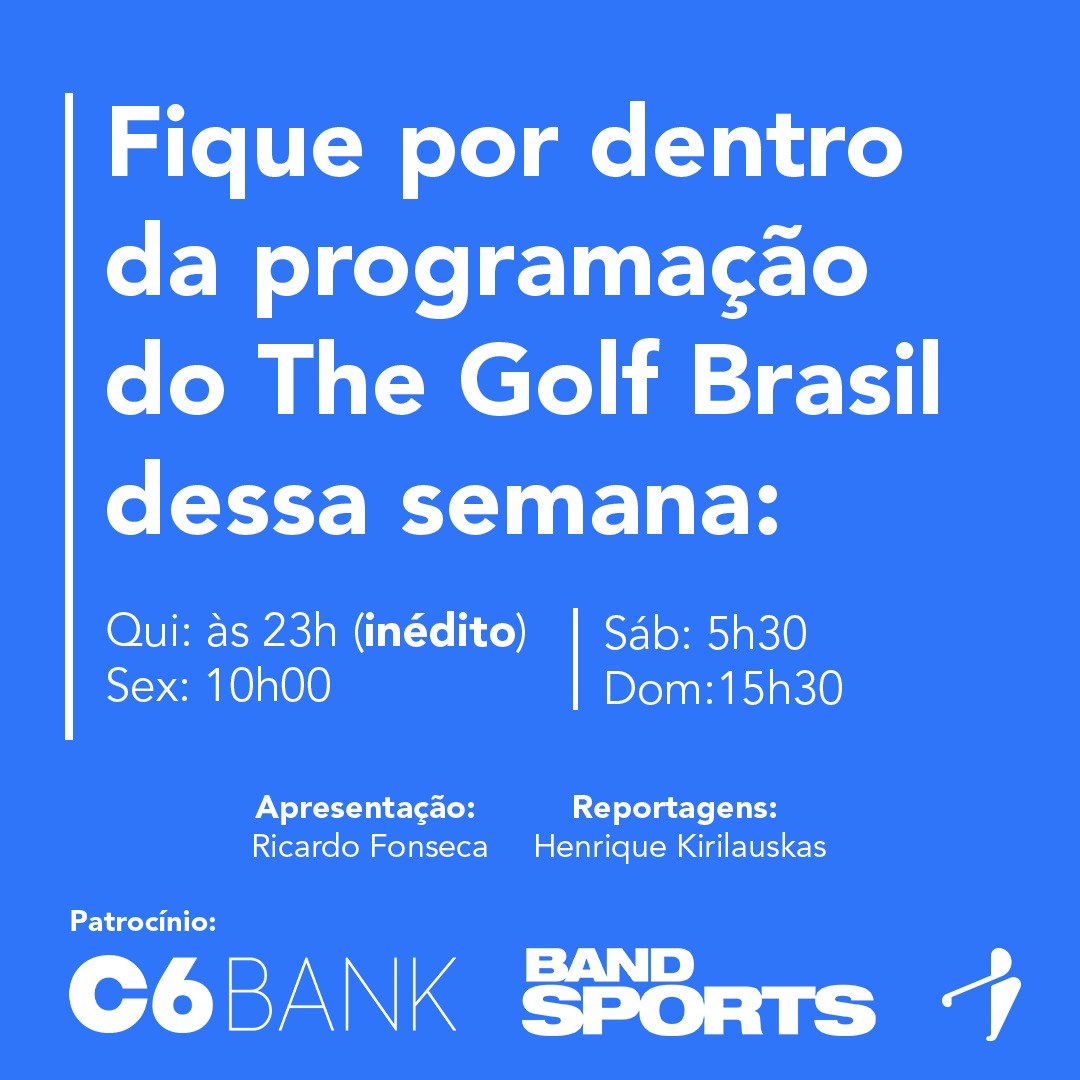 Não perca do The Golf Brasil, às 23 horas de hoje, 5ª feira, 11, no BandSports, a entrevista com <a href="/AlexRochagolf/">Alexandre Rocha</a> contando em primeira mão como foi sua emocionante classificação para voltar ao KFT; tudo sobre o Festival de Gramado, onde Rocha venceu e Navarro ficou em segundo e +