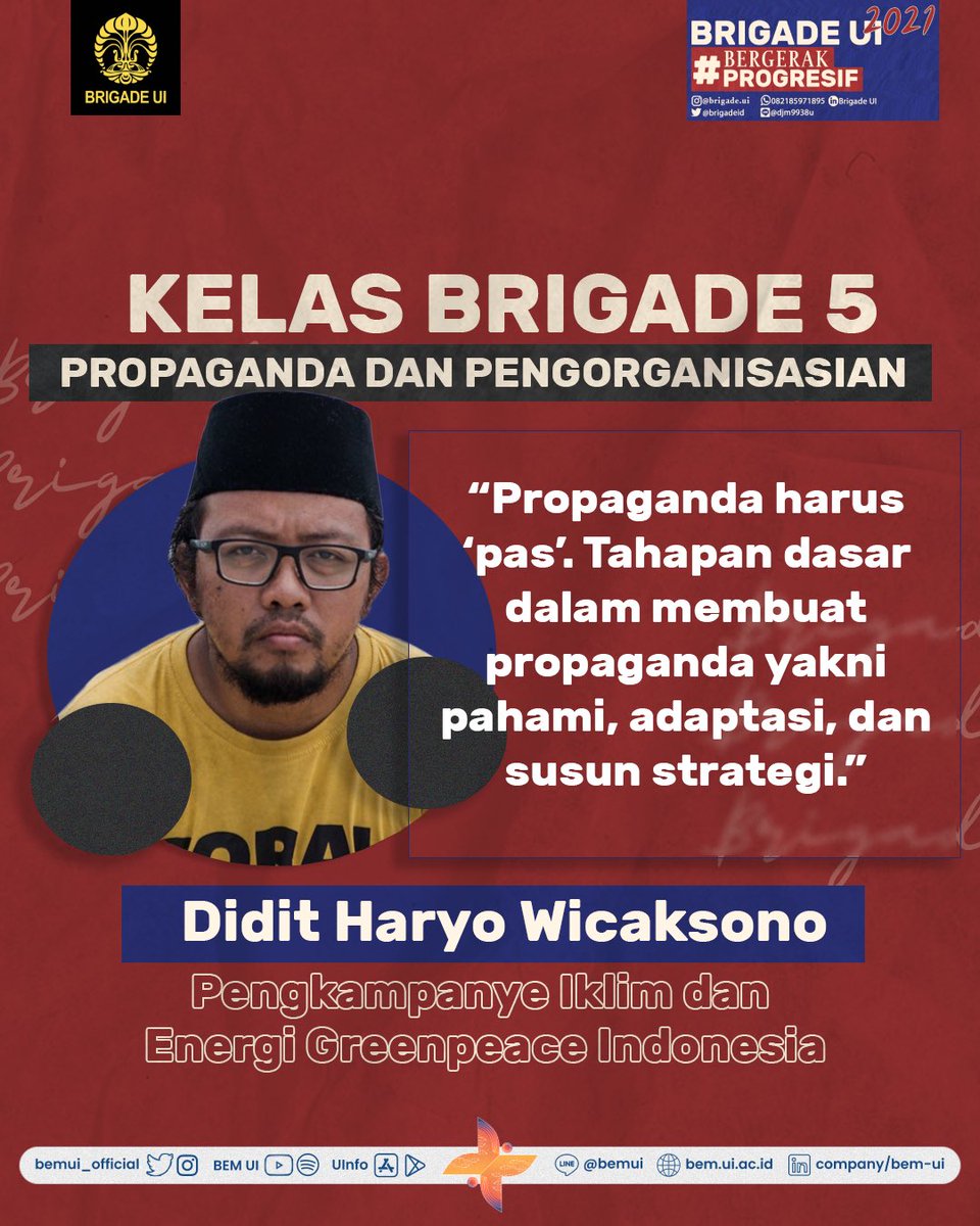 BrigadeID's tweet photo. KUTIPAN KELAS BRIGADE 5 

Halo, UI dan Indonesia!

Setelah melewati rangkaian acara Kelas Brigade 5, jangan lupa kata-kata bijak dari Mas Didit, teman-teman! Mari terus #BergerakProgresif dan mencapai tujuan bersama. https://t.co/jtnOIS5sbJ