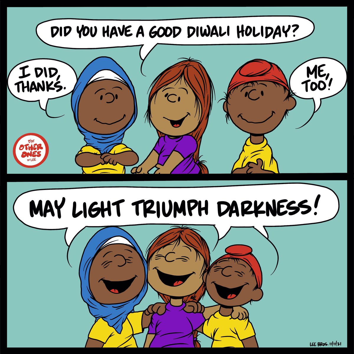 OtherOnesbyLee's tweet photo. Lila checks in on her friends, Aahna and Poonam. #notother #TOOBL #webcomic #diwali #doubleshotthursday https://t.co/369D3x9qyy