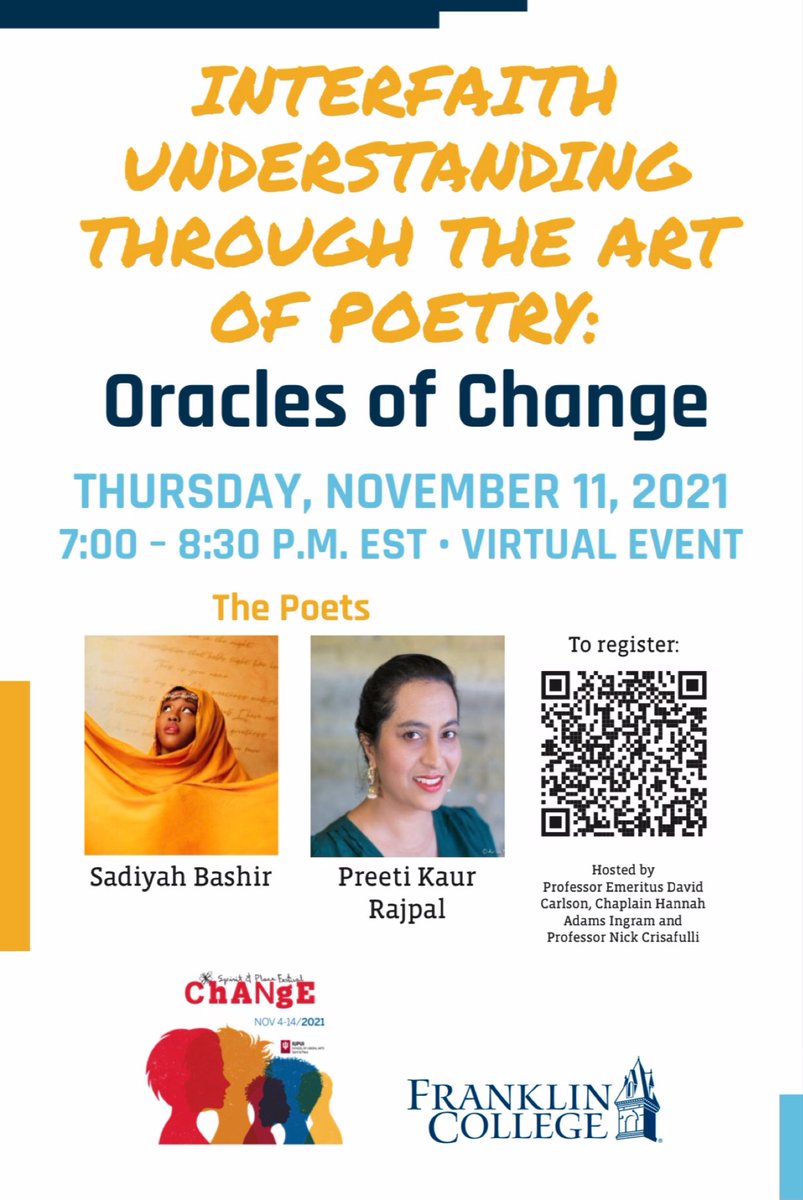 TODAY‼️ 
YOU MUST RSVP TO ATTEND‼️

Please consider joining us for a diversity-themed poetry event that will be hosted by Chaplain Hannah Adams Ingram.