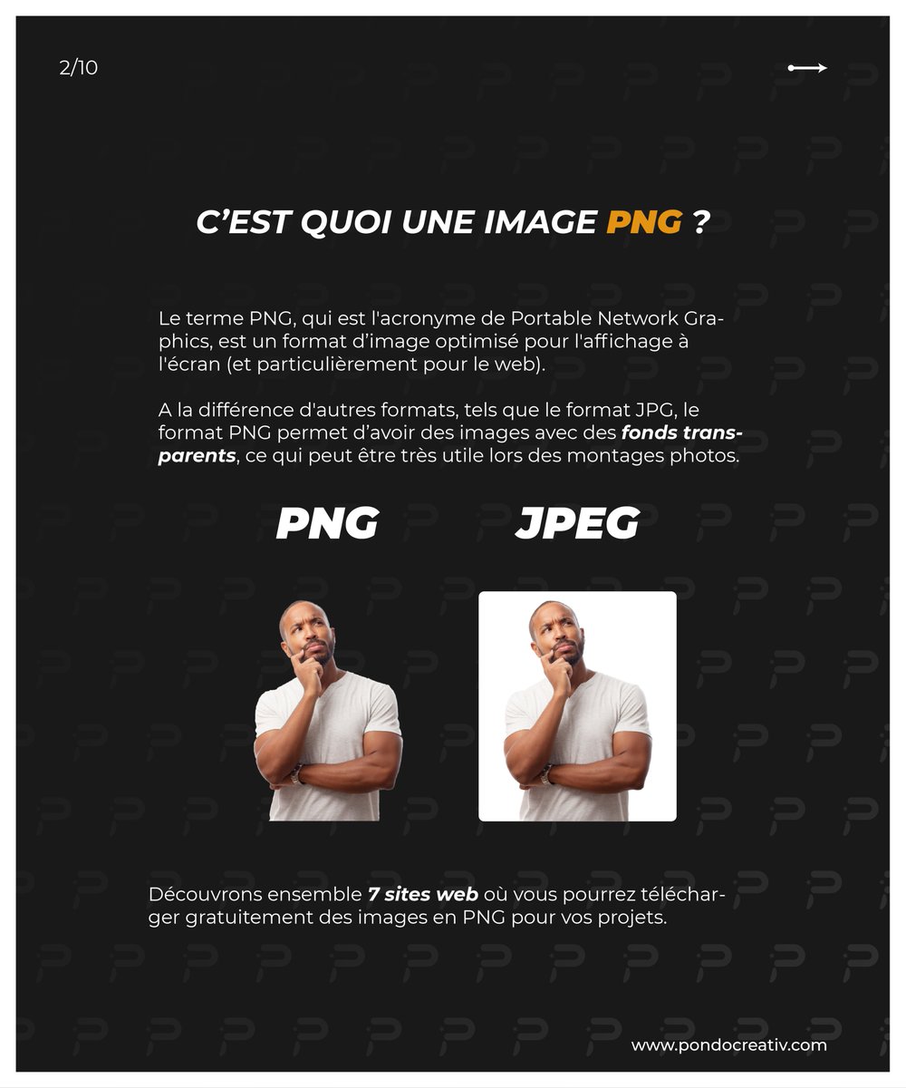 BapaYves's tweet photo. QU'EST-CE QU'UNE IMAGE #PNG ET OÙ EN TROUVER GRATUITEMENT ?

#AstucesBYB
#PondoTips

Nous allons parler du PNG aujourd'hui, mais surtout des sites web où l'on peut en trouver #gratuitement.

PS : je commence à aimer le jeudi 😁.

Bonne lecture.

#GraphicDesign https://t.co/0SReq6LxZ7