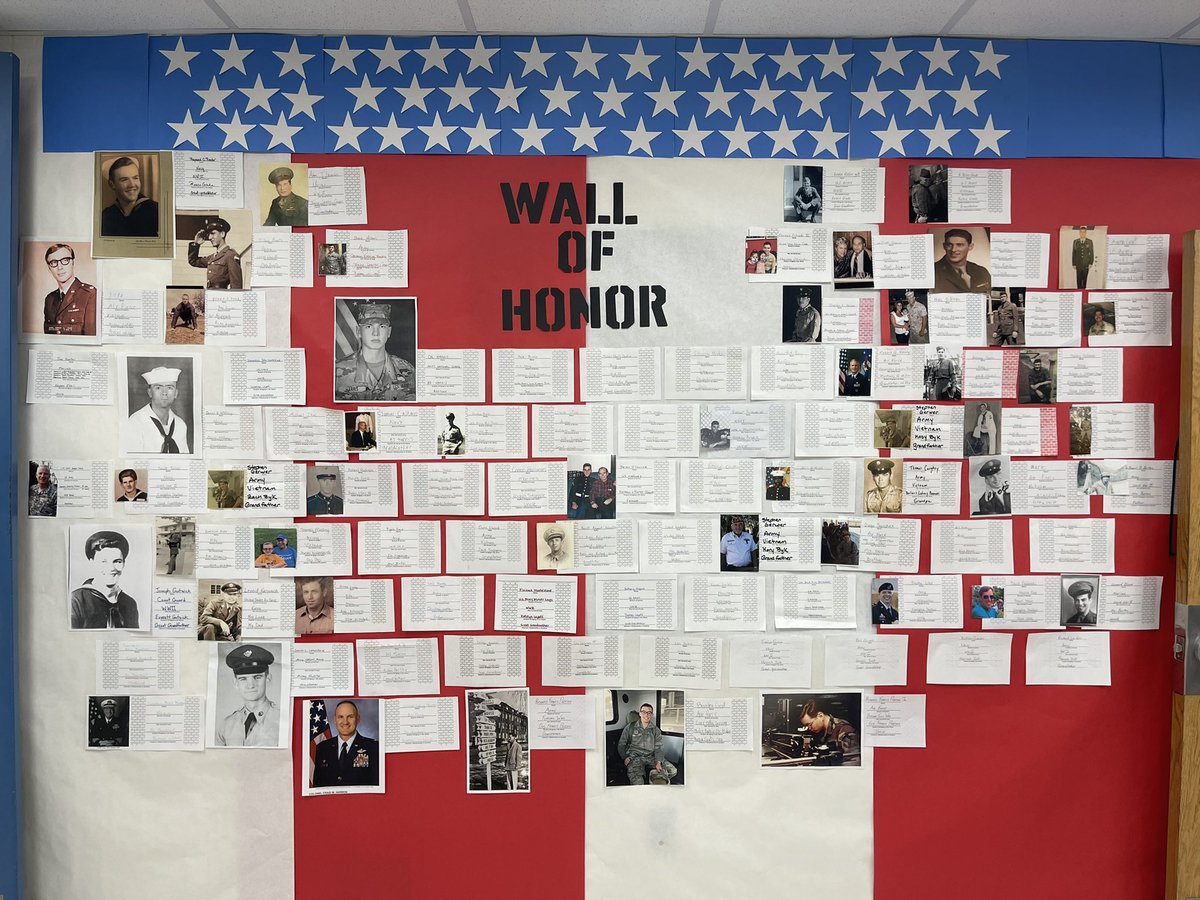 eveferro's tweet photo. Happy Veterans Day 🇺🇸 In honor of Veterans Day CPS students and staff brought in “bricks” and pictures with information on their family, friends, and community members who served to recognize their sacrifices and thank them. Today and always, we THANK YOU FOR YOUR SERVICE 🇺🇸 https://t.co/g9RuD9L1iX