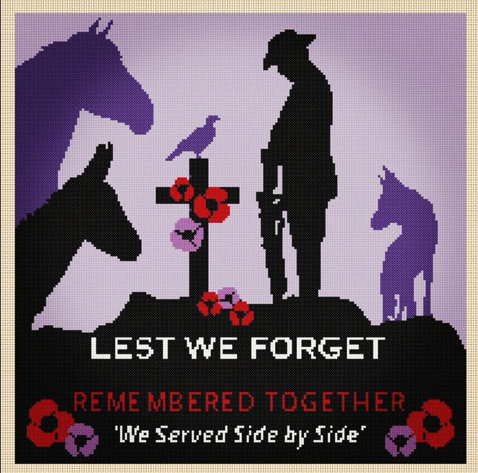 Freshfieldsresc's tweet photo. The purple poppy honours the animals who served  alongside soldiers and civilians, who fought and died for their country's future. 
Their sacrifice will not be forgotten. On this day, we remember them too, with honour, gratitude and love. #RemembranceDay #animals #purplepoppy https://t.co/eTg2r8Yxpi