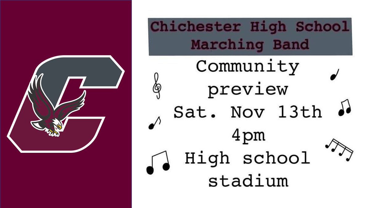 Come out and support our Marching Band on Sat at our Community Preview Show at 4:00pm as they prepare for Championships the following morning!  Go Chi!