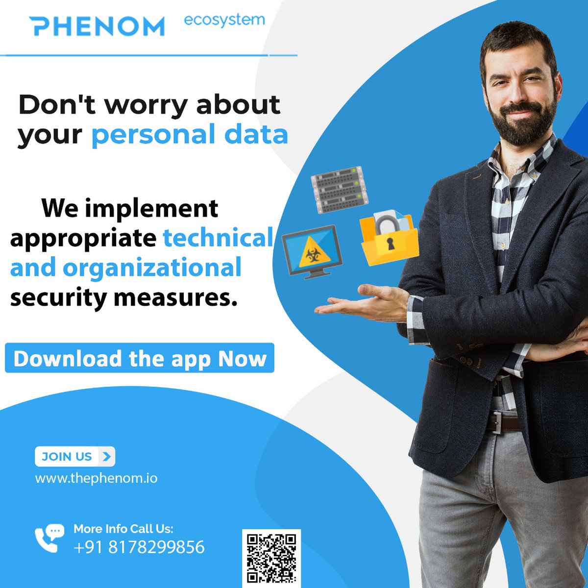 PhenomEcosystem's tweet photo. We together share a bond of trust and we assure you that your personal data is completely safe.😊😊

Just download the phenom app and and get started 😊

Follow @phenom_ecosystem_india for more.

#smartphone #smartwork
#phenomecosystem
#phemom
#phenomapp #download #playstore #app https://t.co/9ZuoqYtFzY