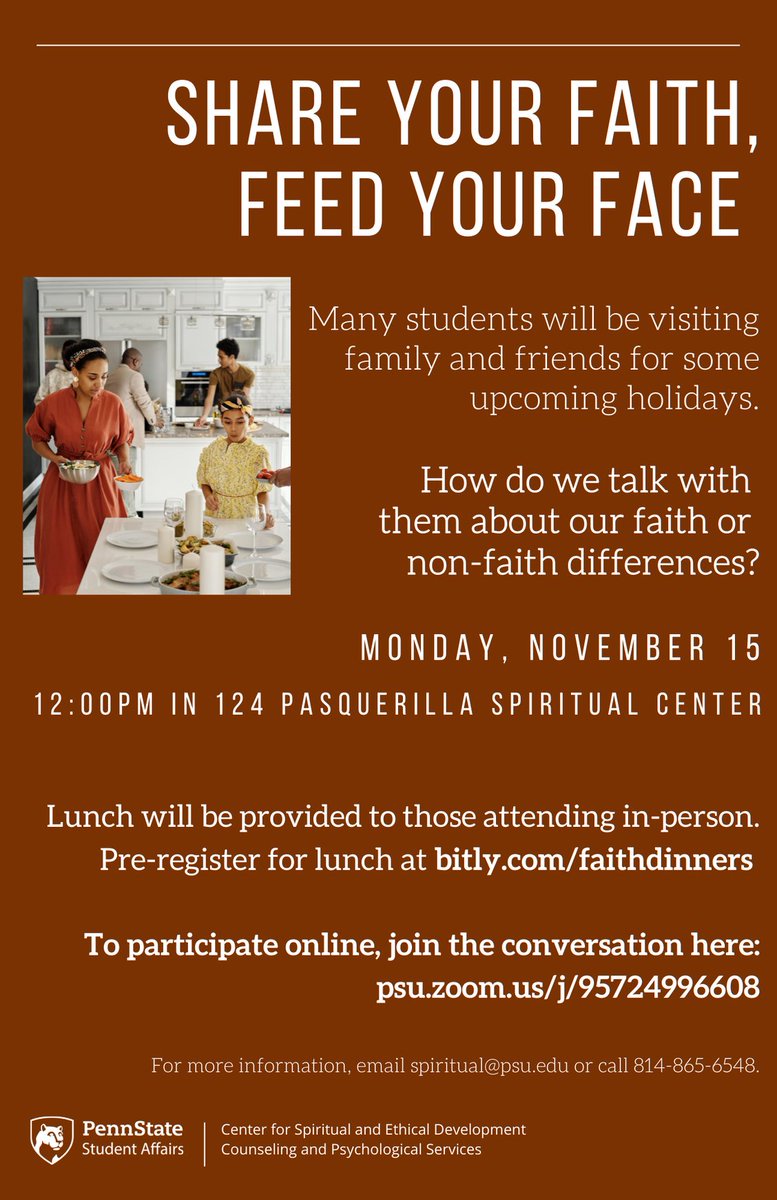 Join in on the conversation, Monday at 12 PM. Many students will be visiting family and friends for the holidays, how do we talk about our faith and non-faith differences with those we love?