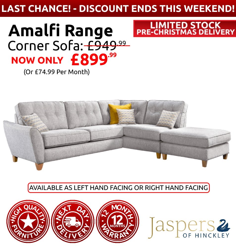 🚨This Weekend Is Your LAST CHANCE To Get The Amalfi Corner Sofa At The Bargain Price Of £899.99! 🚨

Next Day Delivery &amp; Interest Free Credit Available!

jaspershome.co.uk/products/small…

#homeinspo #decor #sofas #cornersofa #bargain @bidhinckley <a href="/fosse107/">Fosse 107</a> <a href="/dividebuy/">DivideBuy</a> @wonderfulhinckley