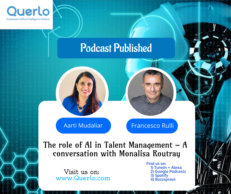 QuerloAI's tweet photo. Podcast Published: 

@aarti_mudaliar, Talent Management at @NovartisCancer  from @NewYorkUniv talks to @rullifrancesco, CEO @QuerloAI  about AI in Talent Management.

Google Podcast: https://t.co/hwO6mopp6E
TuneIn + Alexa: https://t.co/hyGdVeNTNS
Spotify: https://t.co/hem6EA0zms https://t.co/U1EACpJ6zQ