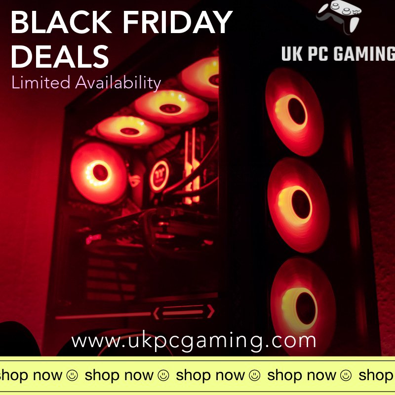 theukpcgaming's tweet photo. Our Black Friday deals have just landed! We only have limited stock available so grab them while you can!

https://t.co/G8T0TMVeA8

#BlackFriday #gamingsetups #pcgaming #gaming #Vanguard #Battlefield #BATTLEFIELD2042 #GamingPC https://t.co/n7SXn9AOVv