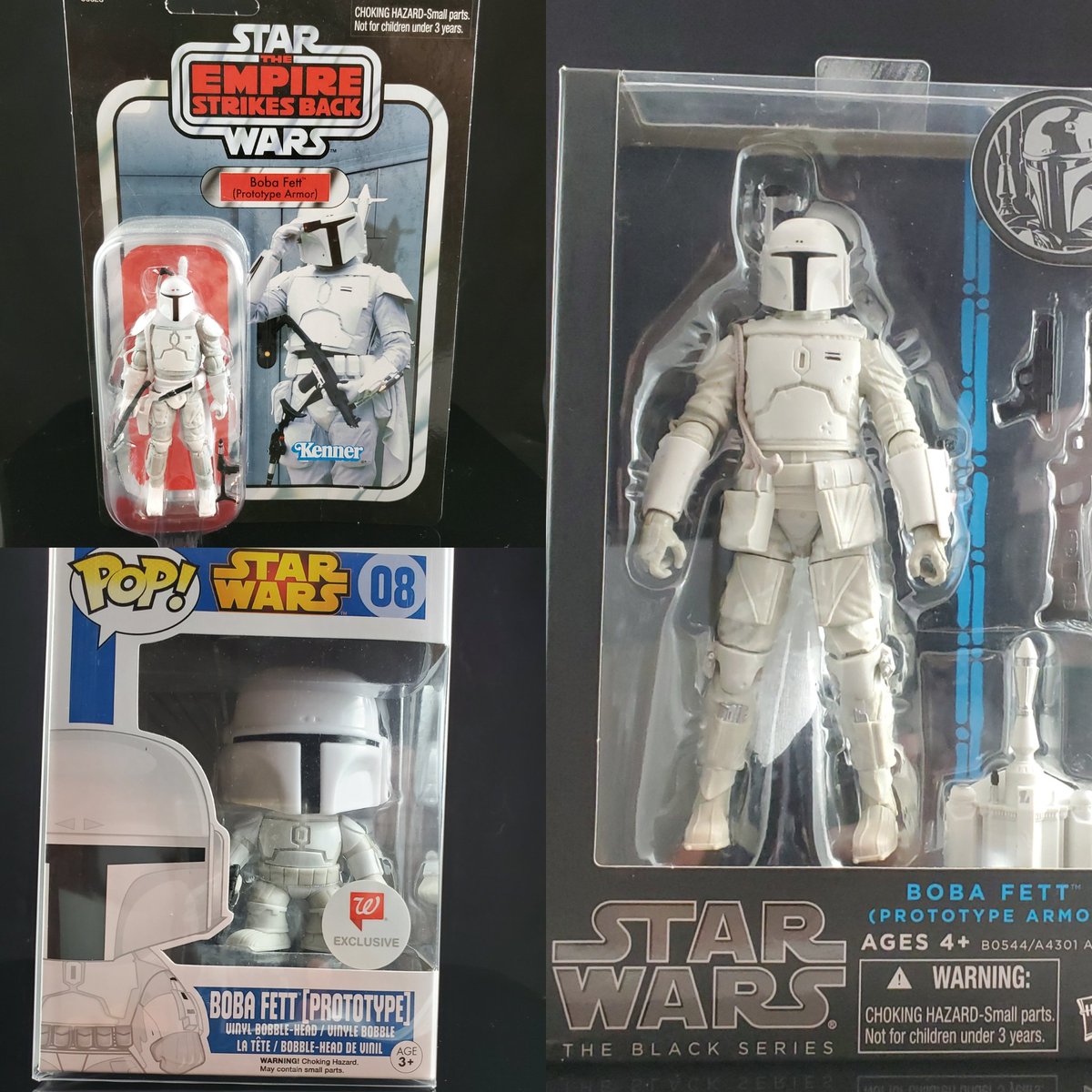 ThePfeiferCon's tweet photo. Day 10 of #57daysofFett! We've gone prototype today! This is #TheVintageCollection, Funko POP, and #TheBlackSeries figures of the all white prototype version of Boba Fett.
.
.
.
#starwars #pfeifercon #bobafettfanclub #bobafett #TheBookOfBobaFett #hasbro #funkoPOP #actionfigures https://t.co/4ffwJuUA9N