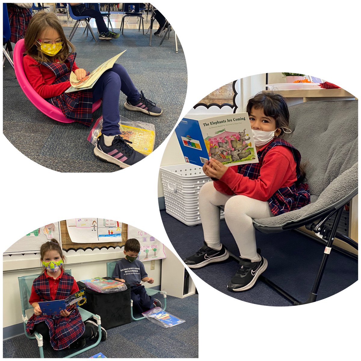 SMGAngels's tweet photo. Kindergartners enjoying a cozy corner and a good book!! https://t.co/EjFU0Arfwq