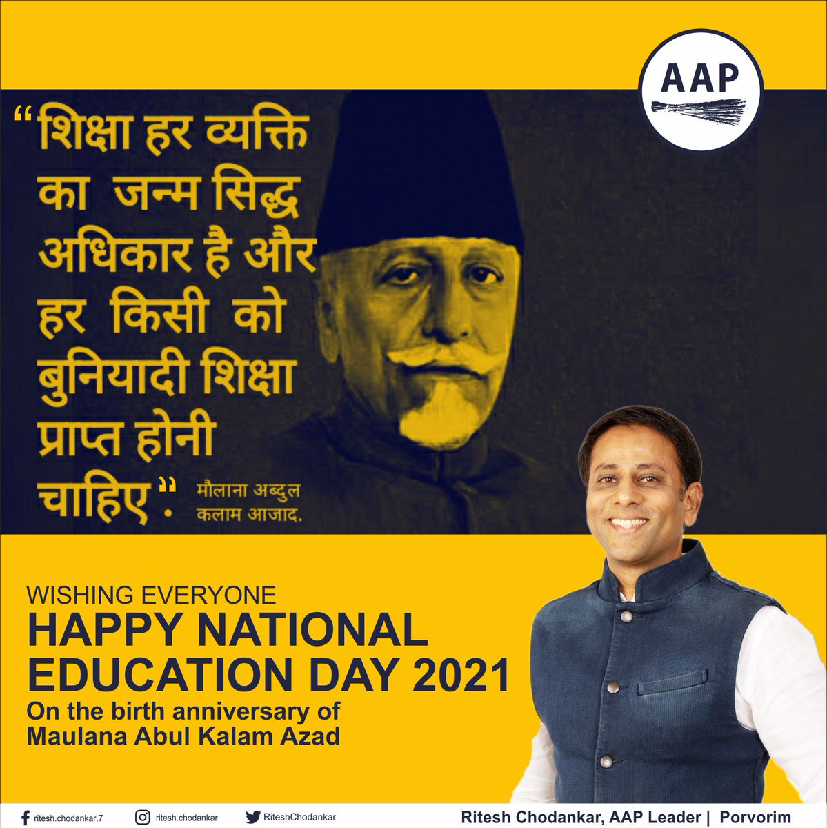 RiteshChodankar's tweet photo. Education is the most powerful weapon which we can use to change the world.
.
.
.
.
@AAPGoa @AamAadmiParty @ArvindKejriwal @msisodia @ipathak25
#aapforgoa #KejriwalKiGuarantee #forbettergoa #porvorimsprideritesh #AamAadmiParty https://t.co/2alYcsCmJa