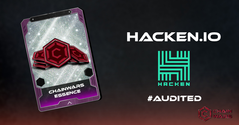 ChainWarsgg's tweet photo. The #CWE token contract has been audited by 
@hackenclub
  with a 100% score. No issues were found in the code. 
Since security is our highest priority,  our security protocols will be added to the whitepaper next week. Stay posted! 
https://t.co/hN2m842J1e https://t.co/E0FPcDRbhJ