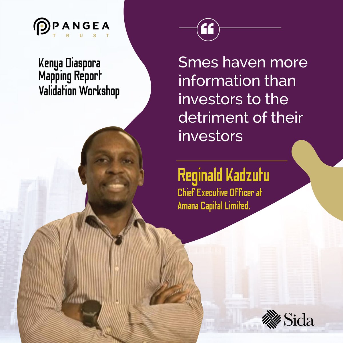 There is a lot of information asymmetry between investors and SMEs.
-Reginald Kadzutu

#KenyanDiaspora #CashFlows #Remittances #Investments #Startups #Innovation #PangeaTrust