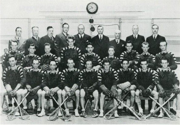 The Sportsman Battery also included the Mimico Mountaineers and Brampton Excelsiors who had just recently won the 1942 Mann Cup together as the Mimico-Brampton combines.
