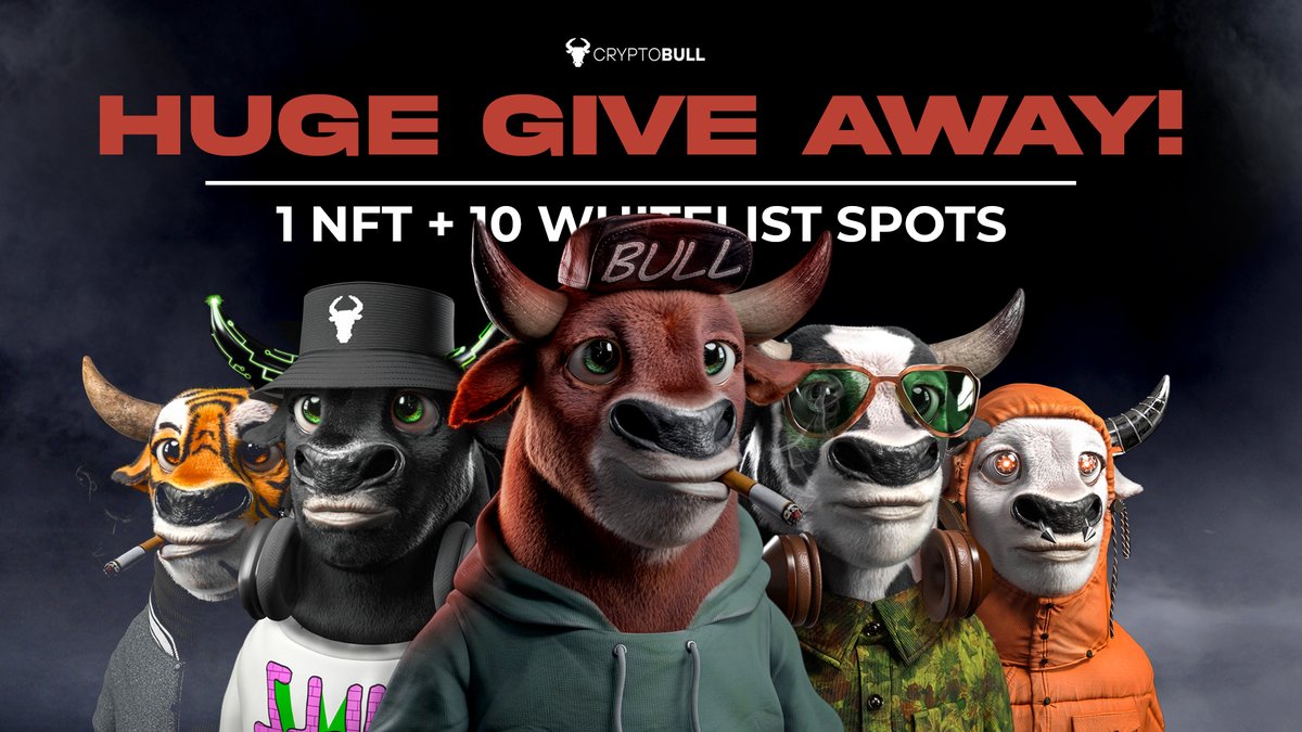 NFT + WHITELIST GIVE AWAY🥳!

The #CRYPTOBULLSOCIETY is giving away a unique Crypto Bull NFT + 10 exclusive whitelist spots.

How to enter:

1. Follow @Crypto_Bull_NFT 
2. Tag a friend (every extra tag = 1 entry)
3. Join their Discord: discord.gg/cryptobullsoci…

Good luck, Bulls!