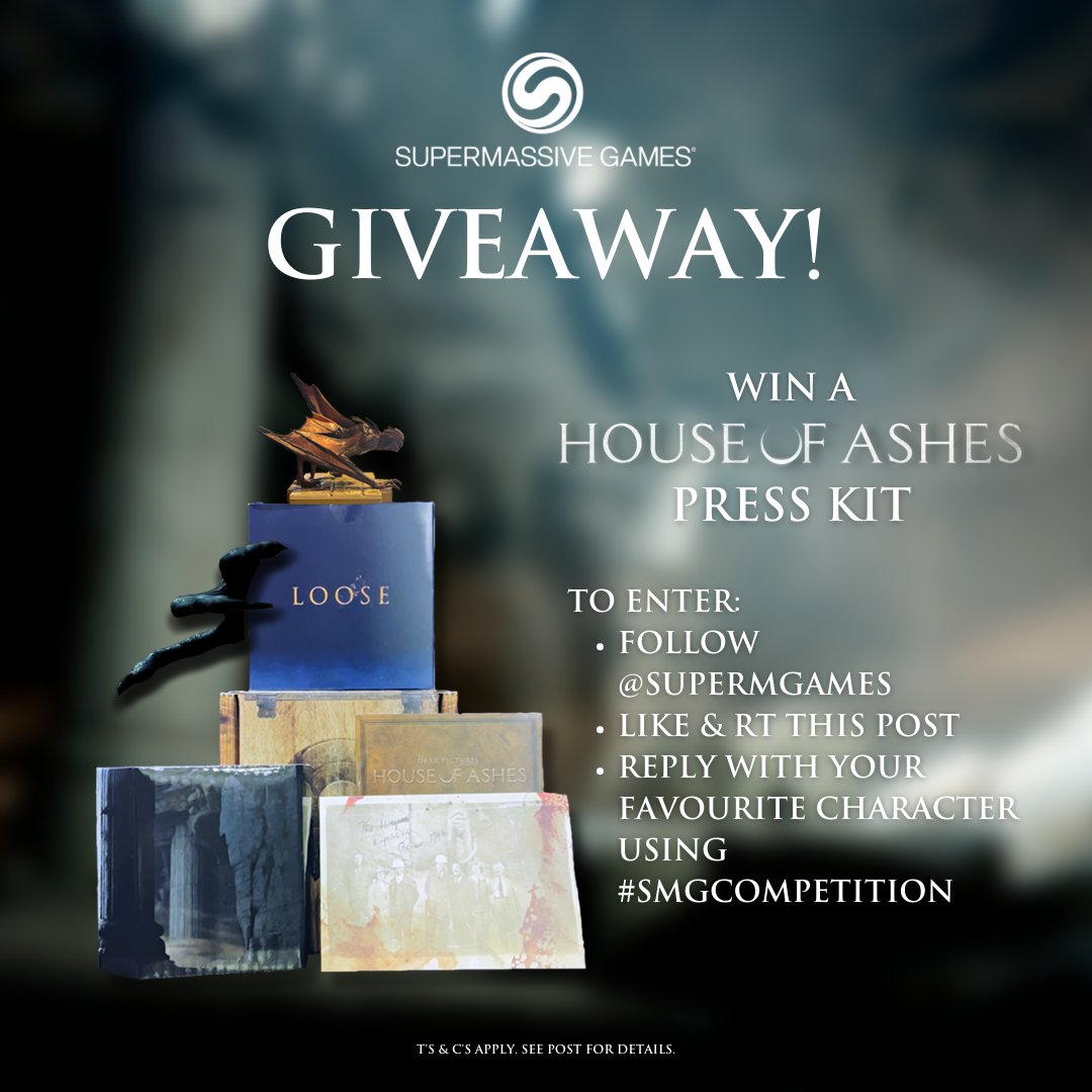 SuperMGames's tweet photo. 🎁 Giveaway time! 🎁 

We’re giving away 2x exclusive #HouseOfAshes Press Kits! Monster Claw not included... 👿

To enter:
✅: Follow @SuperMGames
❤️: Like &amp; RT this post
✍️: Reply with your favourite character using #SMGCompetition

Ends: 19/11/2021 12pm GMT. T&amp;Cs apply (1/2) https://t.co/k1KhRRXdbD
