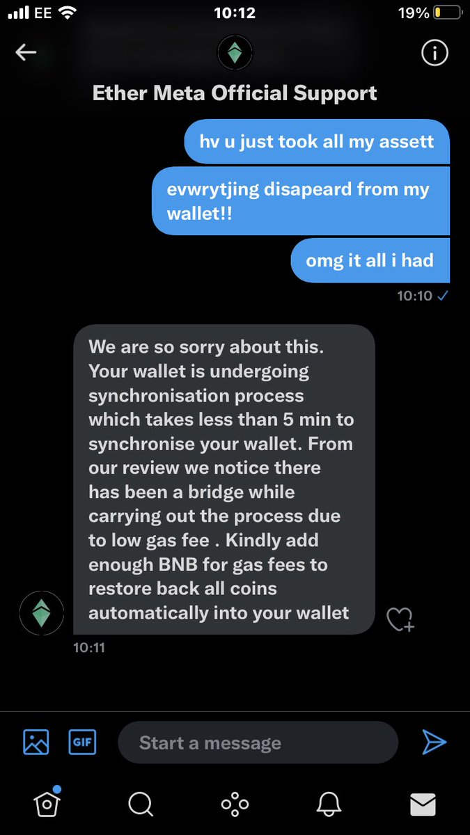 SaifulLimon3's tweet photo. @maninaction10 @EthereumMeta @CoinMarketCap @PancakeSwap it is a scam# they took all my coins from coinbase wallet. gave me a link to get my miney back for ETHM . than tht link wiped out my account!!🥲🥲 https://t.co/TT3J1DcqGJ