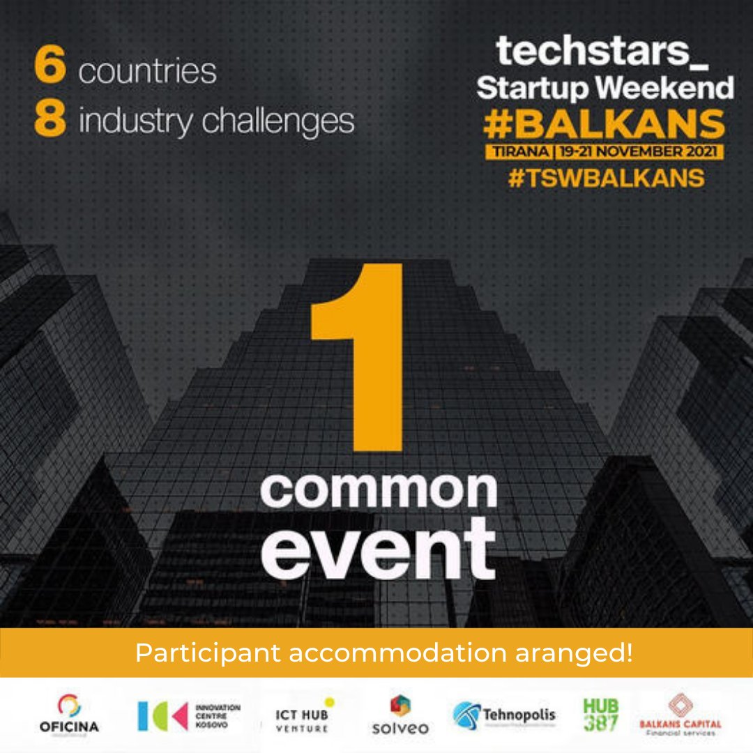 Oд 19-21 Ноември ќе се случува Startup Weekend #Balkans, во Тирана!

На овој евент ќе има предизвици од повеќе области од кои: Crypto, E-commerce, Cyber Security, Energy, Tourism &amp; Agritech, Digital Finance &amp; Telco!

Повеќе инфо на: oficina.al/events/?fbclid…