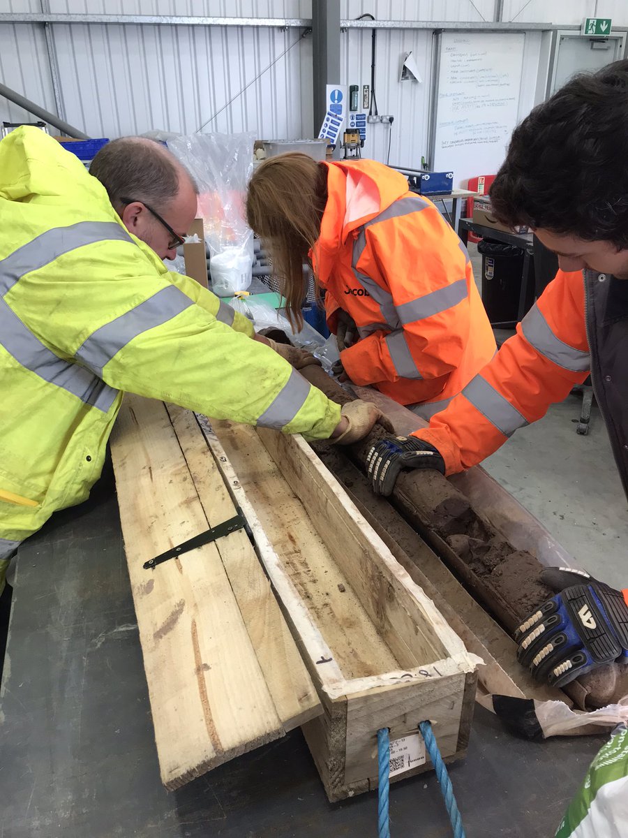 drchriscoleman's tweet photo. Subsampling West Cumbrian glacial deposits at our drilling contractor’s premises today. https://t.co/FpZqq87EMn