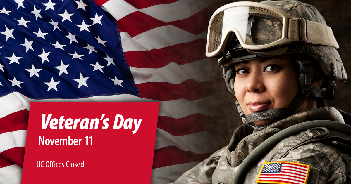 Be sure to show your appreciation to the veteran’s you know today and every day! UC offices will be closed today.🇺🇸