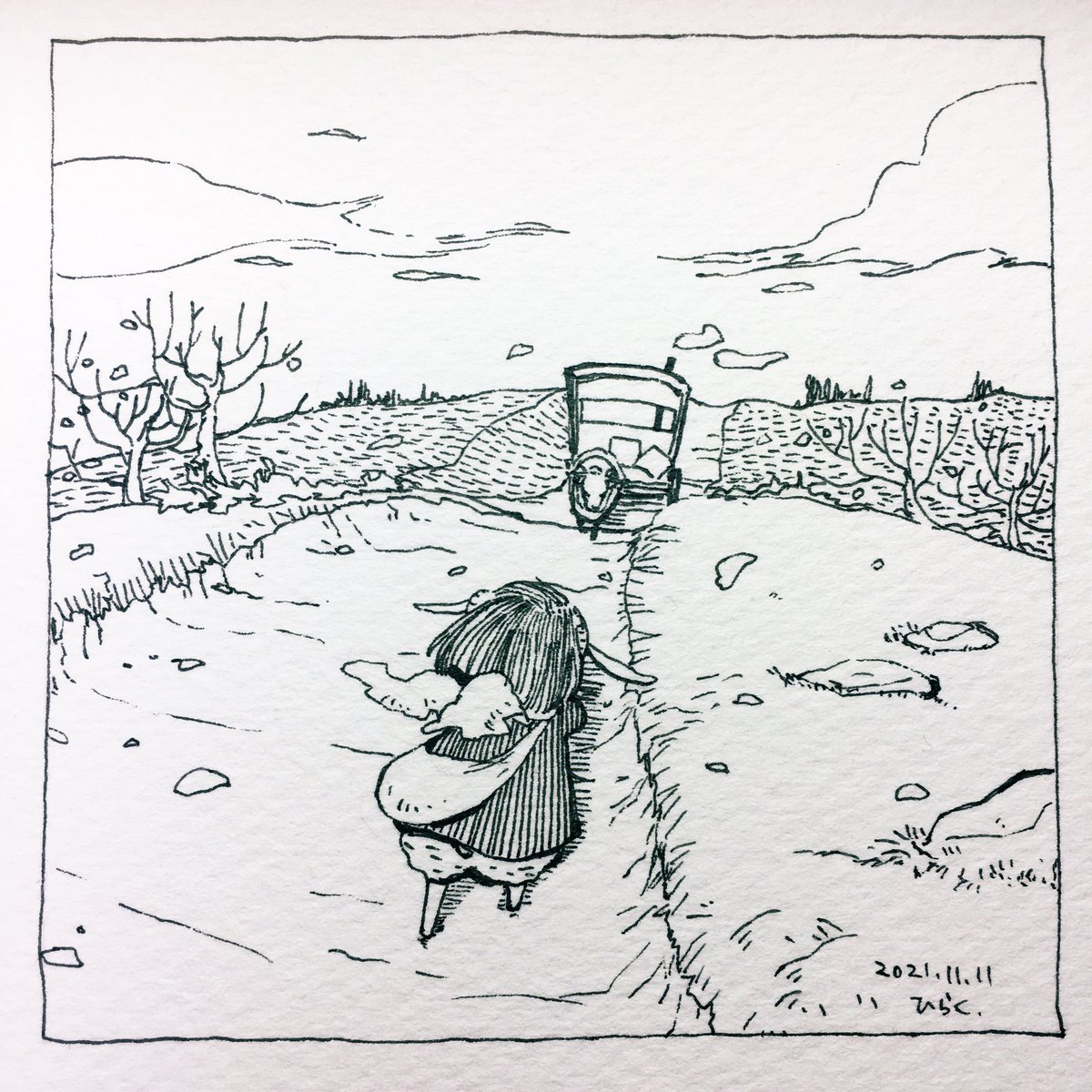 11/11:
旅を続けましょう。
Let's continue our journey.
#Pavot #ペン画