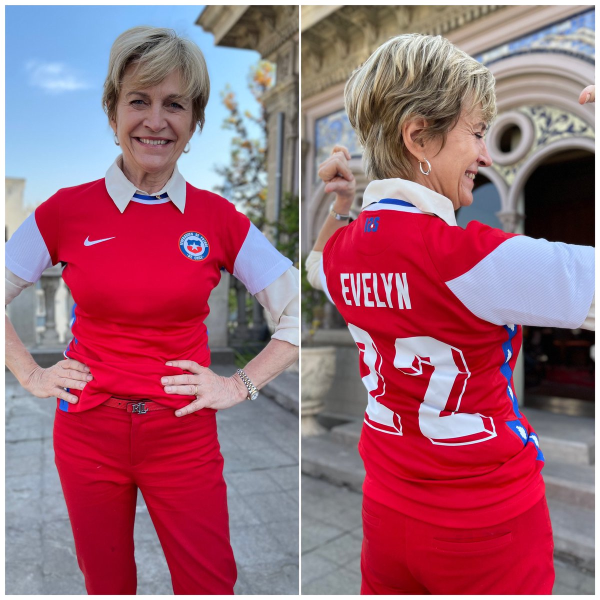Evelyn Matthei (@evelynmatthei) on Twitter photo Hoy juega Chile y estoy de cumpleaños y mi equipo de comunicaciones me conoce tanto que me hizo este regalo: La camiseta de 🇨🇱 Además tiene el número de <a href="/benbreo/">Ben Brereton</a> ☺️. Infinitas gracias a todos por el cariño y sus saludos, estoy muy contenta. Solo falta que hoy gane <a href="/LaRoja/">Selección Chilena</a> 💪🏼 Hoy juega Chile y estoy de cumpleaños y mi equipo de comunicaciones me conoce tanto que me hizo este regalo: La camiseta de 🇨🇱 Además tiene el número de <a href="/benbreo/">Ben Brereton</a> ☺️. Infinitas gracias a todos por el cariño y sus saludos, estoy muy contenta. Solo falta que hoy gane <a href="/LaRoja/">Selección Chilena</a> 💪🏼