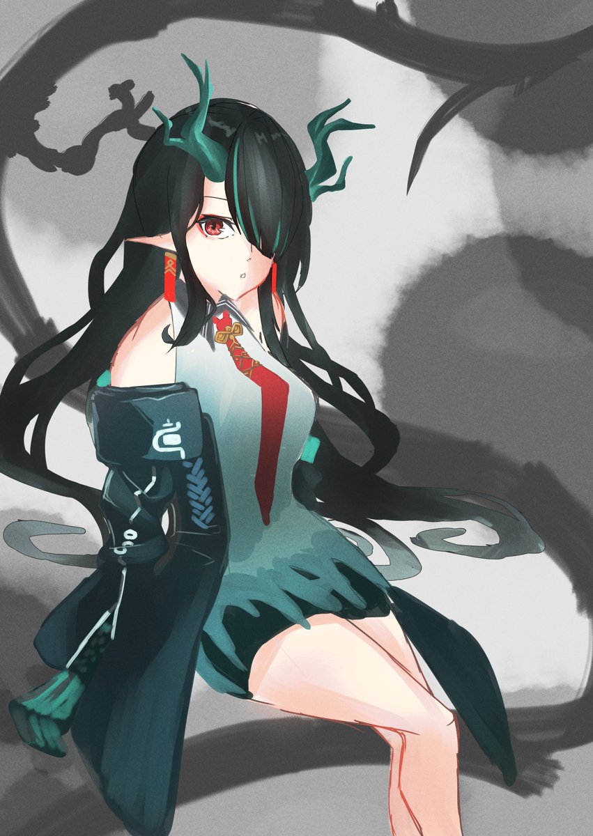 clukaburi's tweet photo. #アークナイツ版深夜の真剣お絵かき60分一本勝負
シー　+30min https://t.co/o8mTsw1vRE
