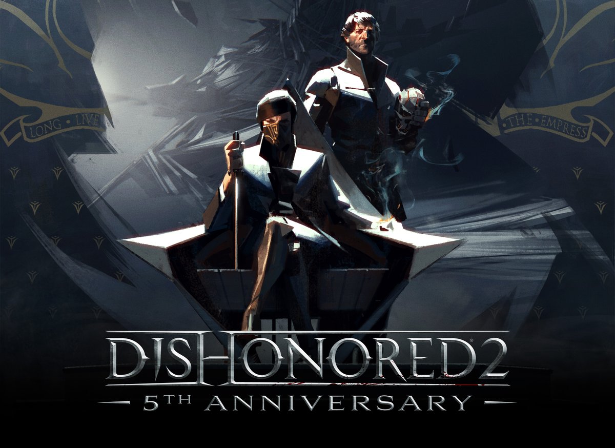 Today we're celebrating 5 years since the release of Dishonored 2! Thank you to everyone who joined us in visiting the shores of Karnaca. 

What's your favorite Dishonored 2 memory?