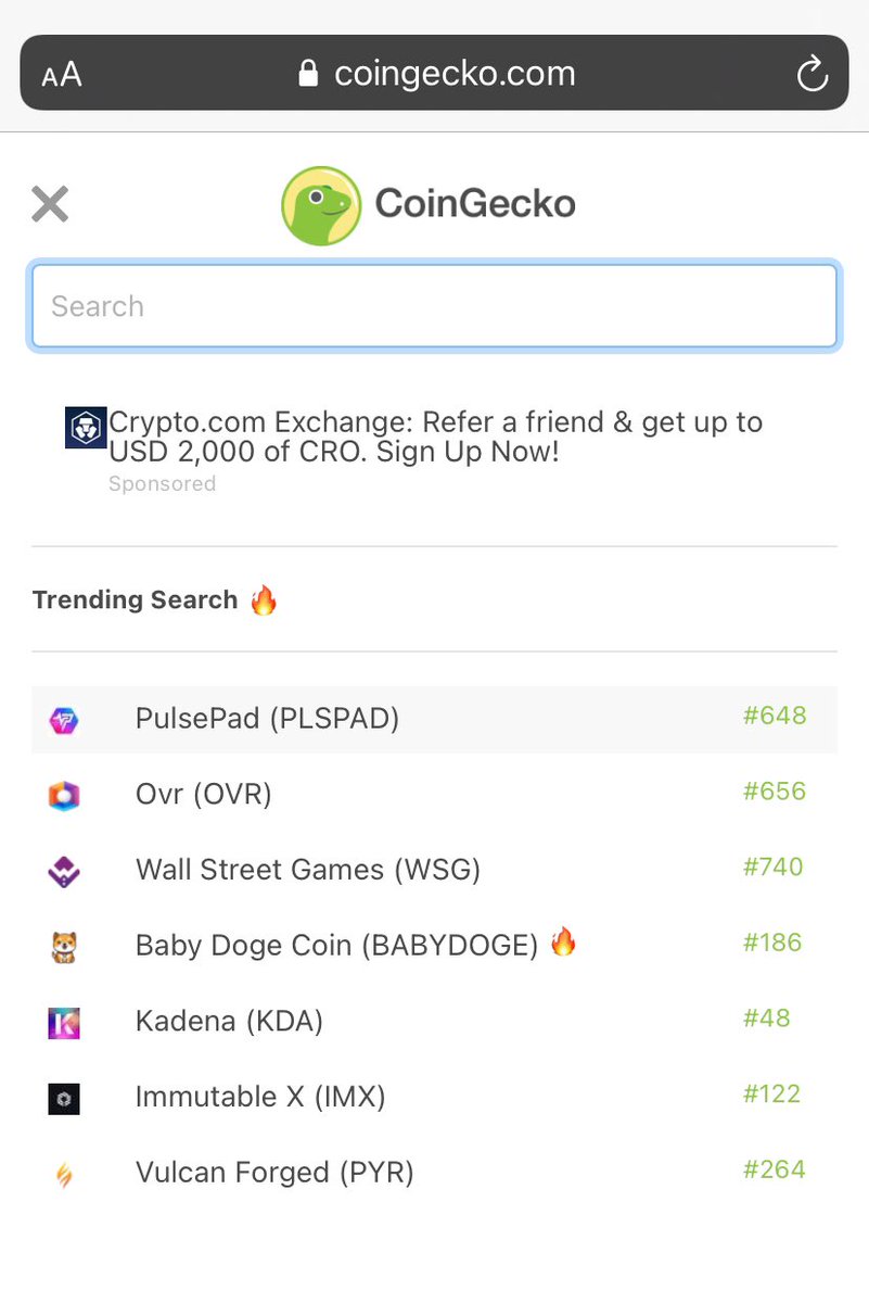 BabyDoge's tweet photo. Woke up feeling dangerous 🔥

#BabyDoge trending @coingecko https://t.co/l3NtO2zNbm