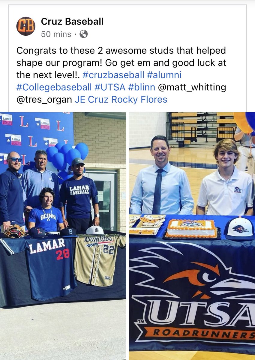 cruzzin13's tweet photo. This is what it’s all about with us at #CruzBaseball helping these players play at the next level.We are so happy and proud of these 2 young men. It was a pleasure to coach you and happy to see that your hard work/sacrifice is paying off. #Blinn #UTSA #collegebaseball https://t.co/gqLltQ9ADl