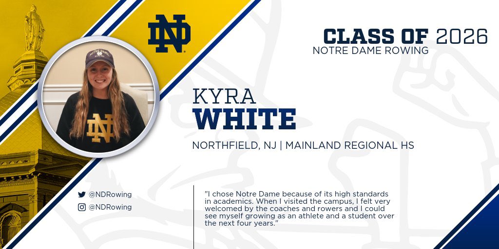 NDRowing's tweet photo. Welcome to the Notre Dame Family, Kyra! #RowIrish☘️ https://t.co/xadz6OKL11