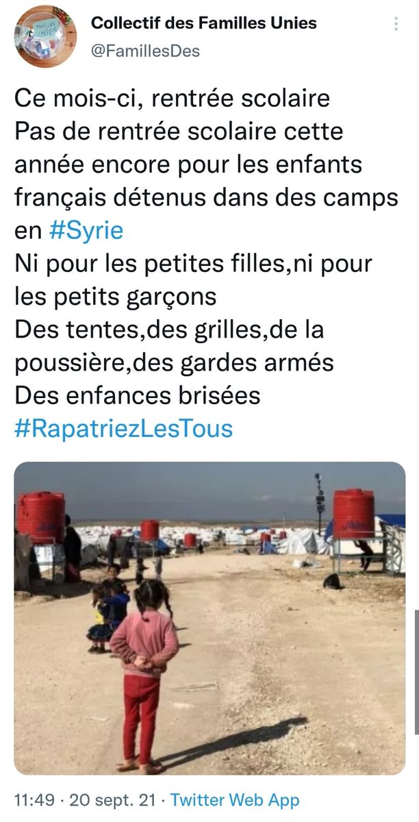 Z3rdacc's tweet photo. Un Guantanamo pr ENFANTS existe déjà à nos portes
Des milliers d'enfants étrangers y st emprisonnés dt 200+ENFANTS 🇫🇷 abandonnés par la 🇫🇷 avc la prison à vie pr seule perspective
sans protection ni soins ni école ni droits EN DANGER DE MORT
La HONTE le DÉGOÛT
@FamillesDes ❤ https://t.co/vvkKyD0vQO