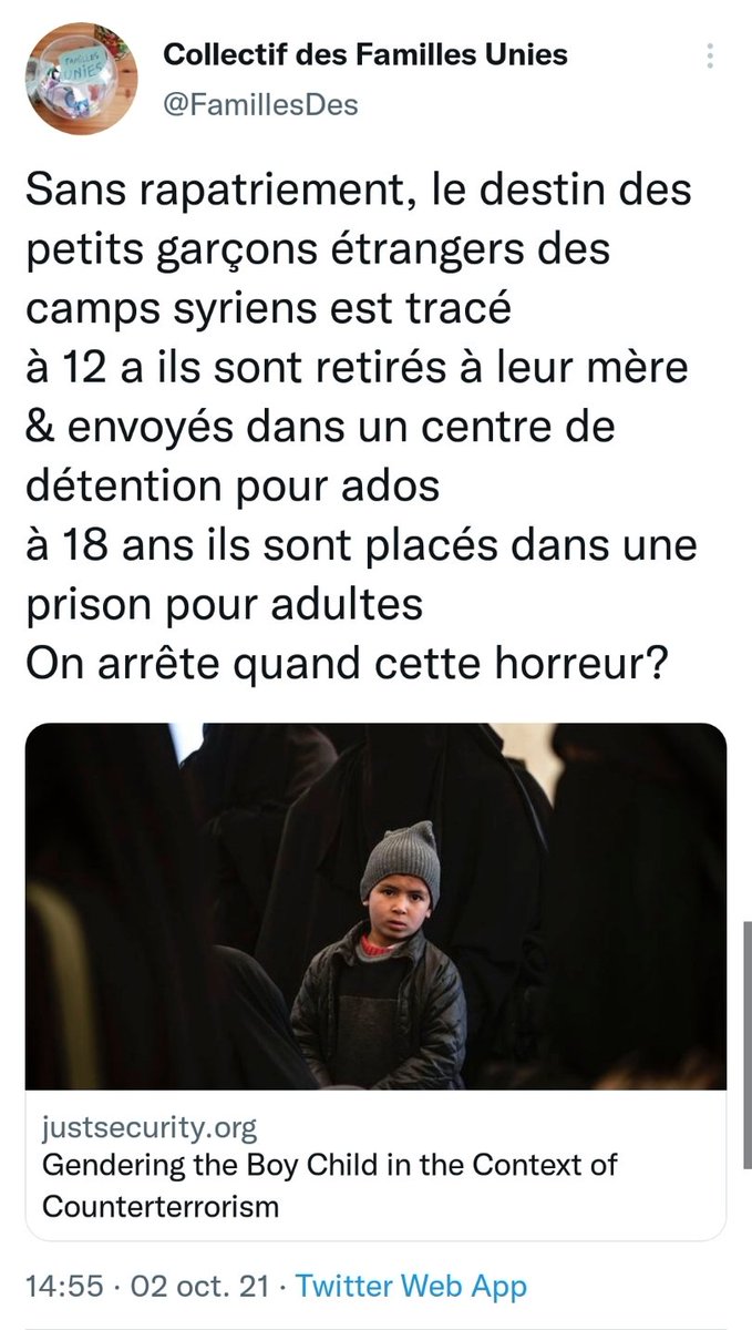 Z3rdacc's tweet photo. Un Guantanamo pr ENFANTS existe déjà à nos portes
Des milliers d'enfants étrangers y st emprisonnés dt 200+ENFANTS 🇫🇷 abandonnés par la 🇫🇷 avc la prison à vie pr seule perspective
sans protection ni soins ni école ni droits EN DANGER DE MORT
La HONTE le DÉGOÛT
@FamillesDes ❤ https://t.co/vvkKyD0vQO