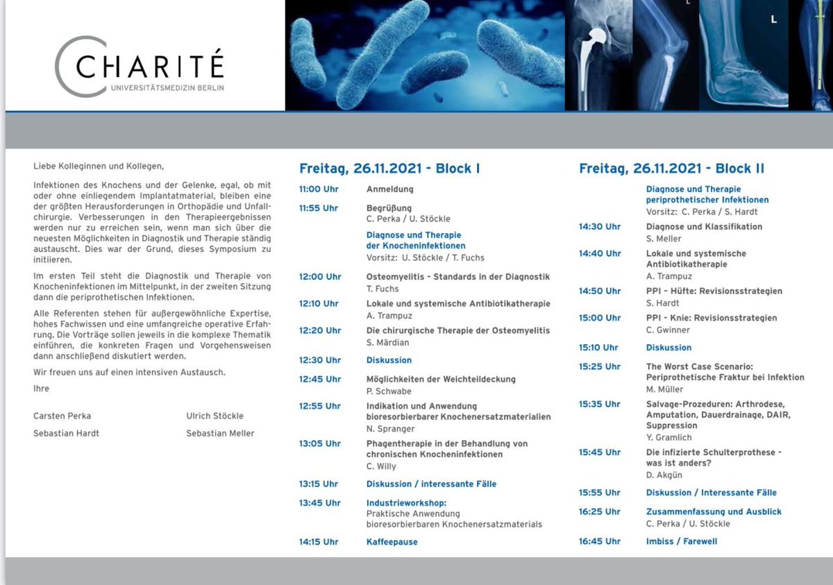ProImplant's tweet photo. Bone and joint infections remain one of the greatest challenges in orthopaedics and trauma surgery.

This symposium will focus on the diagnosis and therapy of bone infections as well as periprosthetic infections.

Registration:
https://t.co/OcjDFbHvjM https://t.co/dqyjapSmsX
