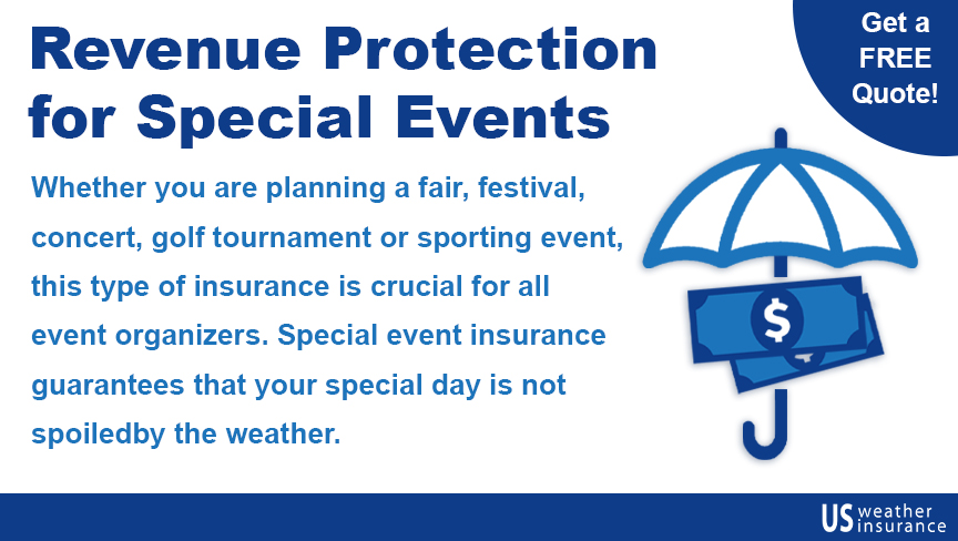 When planning an event outside, it is hard to ignore the threat of unexpected weather conditions. Our special event insurance protects against the loss of projected profit and total event cost even if your event is not completely canceled.