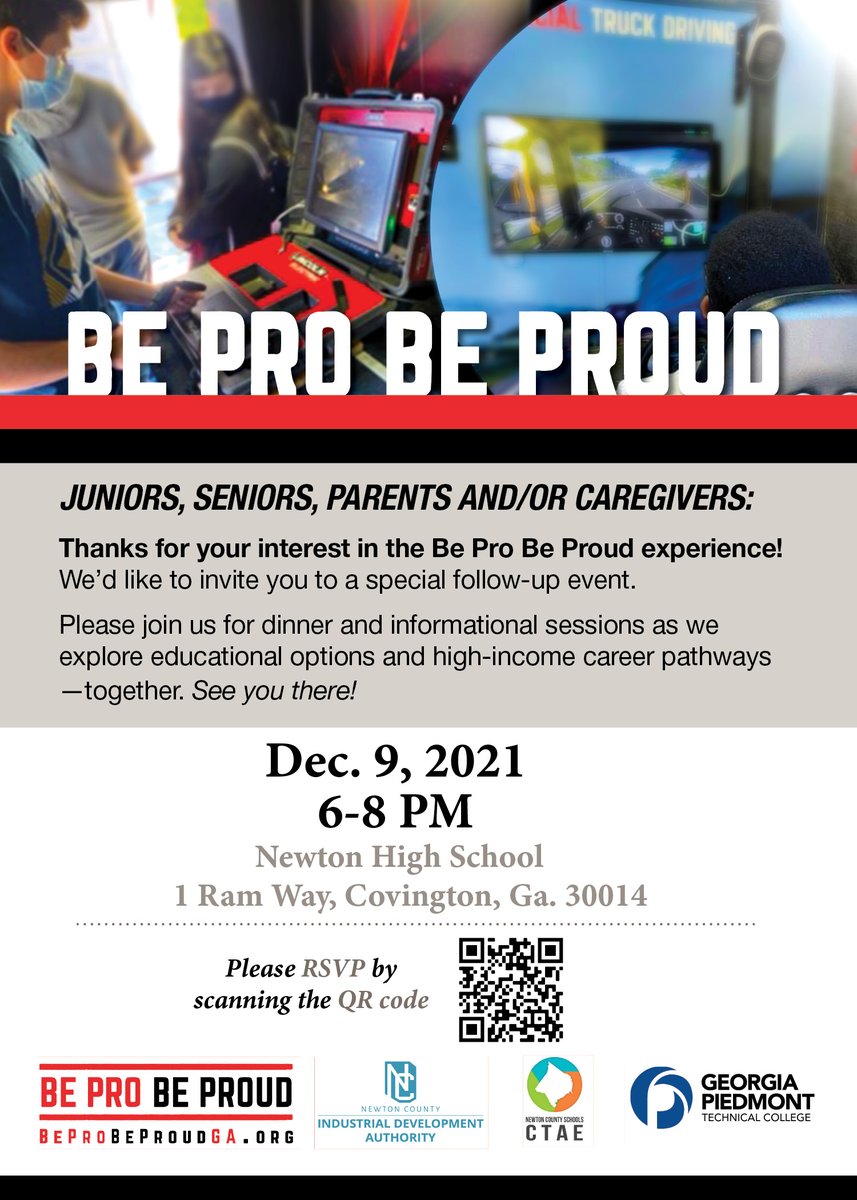 Be Pro, Be Proud

Dec. 9 from 6-8pm @ NHS

RSVP today at docs.google.com/forms/d/e/1FAI…

Bring your Chromebook to access websites and related information!!!