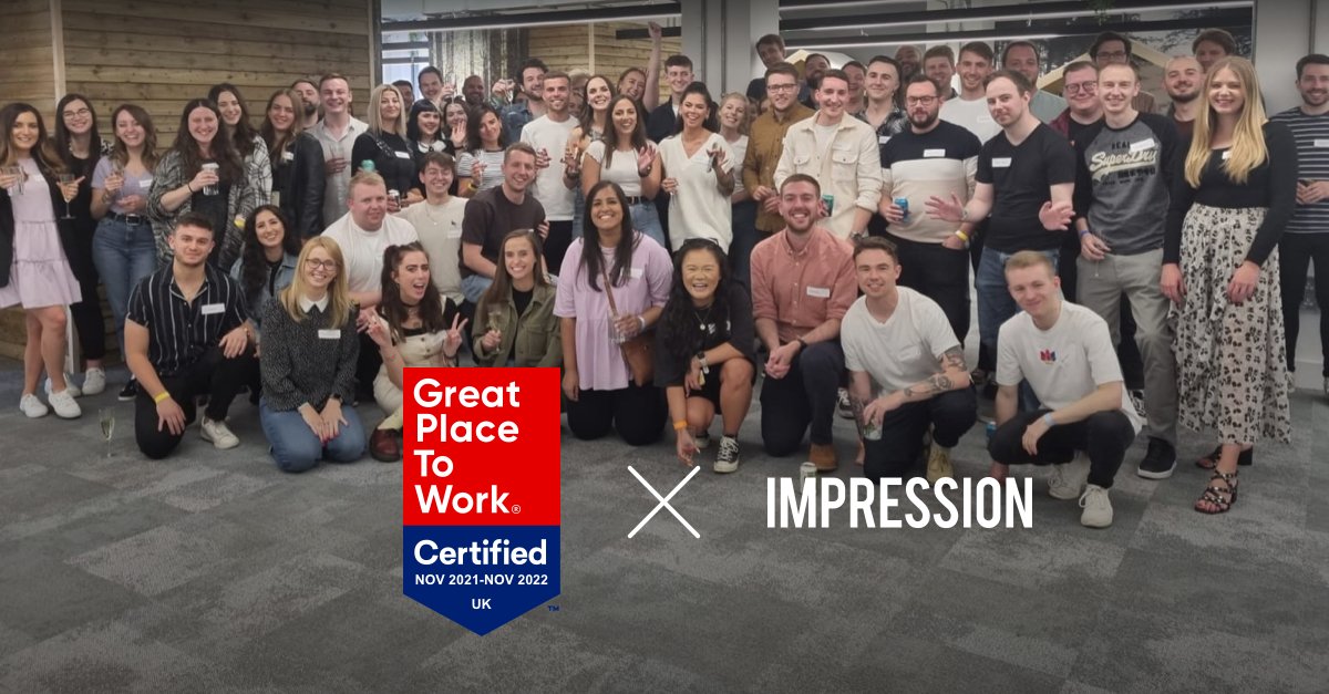 impressiontalk's tweet photo. We're excited to announce that we are Great Place to Work-Certified™ 🎉

Our culture is a top priority so we are very proud of this achievement! Thank you to all of our employees who took the time to complete the survey and share their feedback. 🤩

@GPTW_UK #GPTWCertified https://t.co/3WIECw5lRx