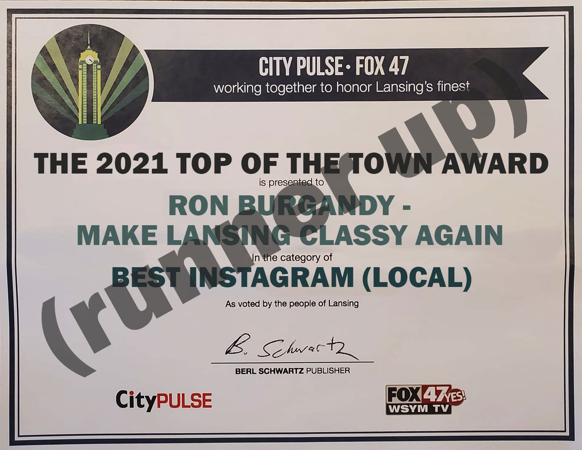 makelansingcla1's tweet photo. Congrats to the Top of the Town winners that were announced yesterday! We we’re humbled and honored to be in the voting for a few categories, and runner up for Best Instagram! All of the winners are working hard to Make Lansing Classy Again! Thank you for doing what you do! https://t.co/QTptJ2Dh6C