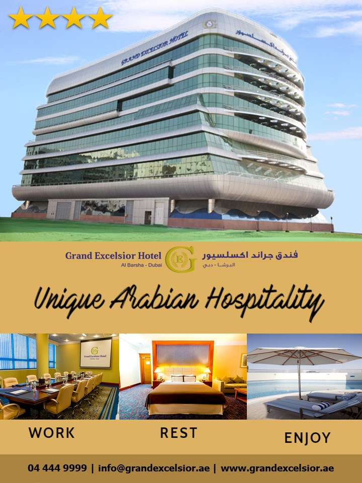 GrandExcelsior's tweet photo. Happy Weekend Everyone! ✨
BOOK with us! Whether it be for WORK, or just want to take some REST and ENJOY! #GrandExcelsiorHotelAlBarsha 
Call us at 04 444 9999 or you may email us at info@grandexcelsior.ae for bookings and inquiries.
#mydubai
#hotelier
#dubaihotels
#dubailife https://t.co/6BqD9peUCx